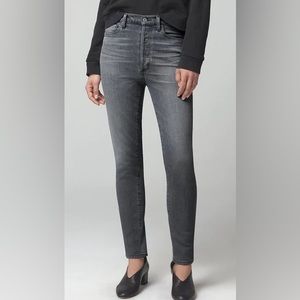 HGH RISE SLIM ANKLE GREY JEANS